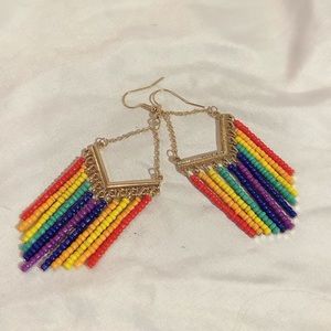 Rainbow beaded dangle earrings